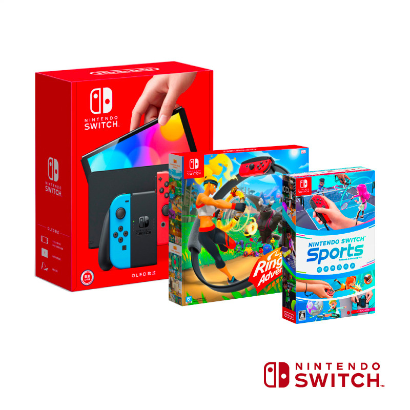 Nintendo Switch 《OLED款式》紅藍主機+運動套組